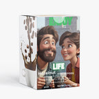 Box of Life Coffee Pods with a man and woman holding a coffee cup on a white background