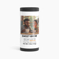Sweet Brew instant coffee container with a photo of two people on the label